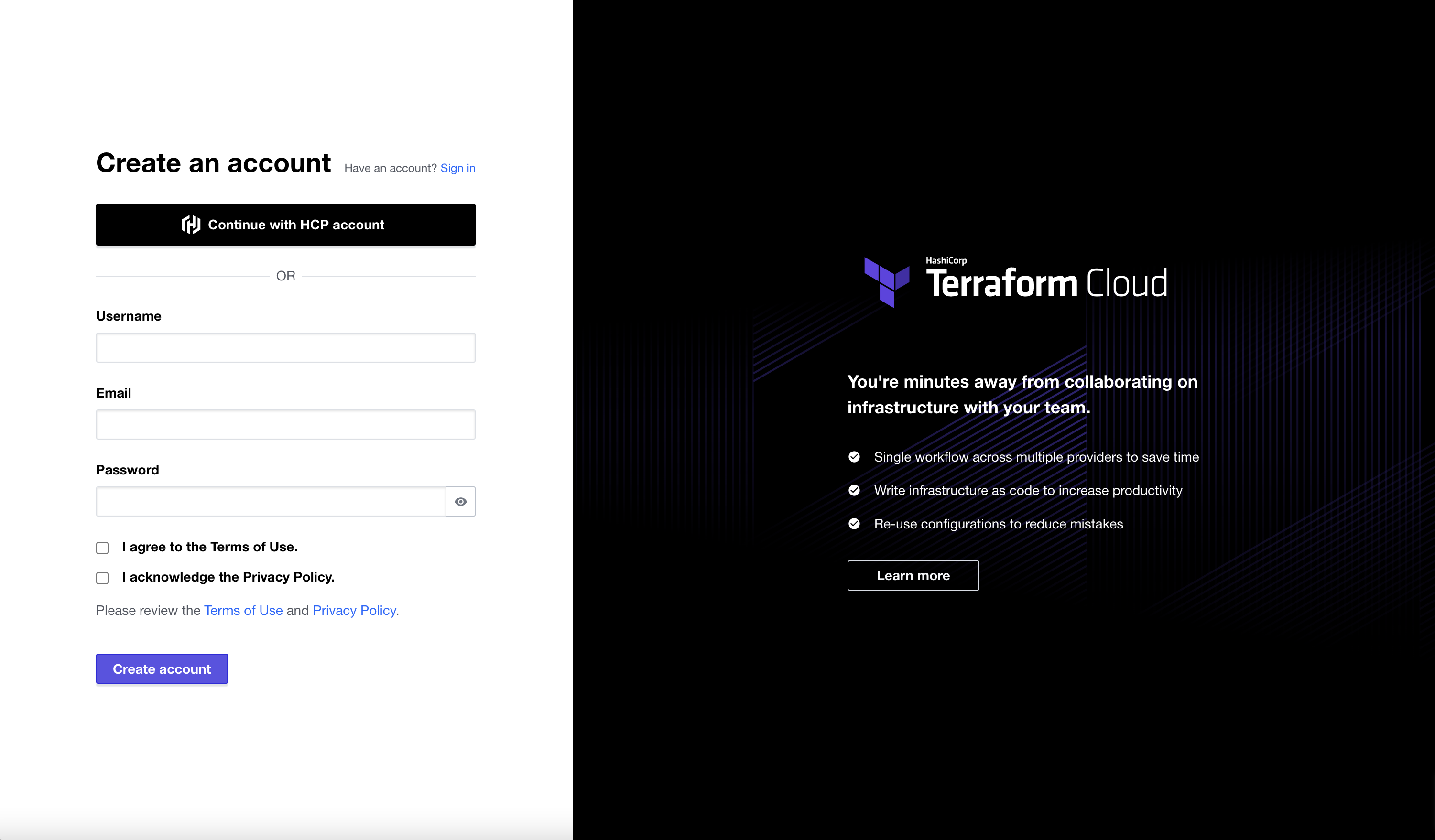 TerraformCloudCreateAccount